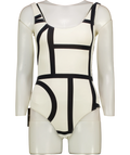 TOTEME White / Black Monogram Swimsuit UK XS