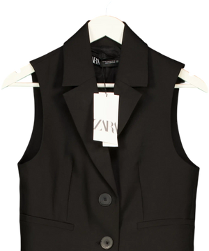 ZARA Black Fitted 2-button Waistcoat Top UK XS