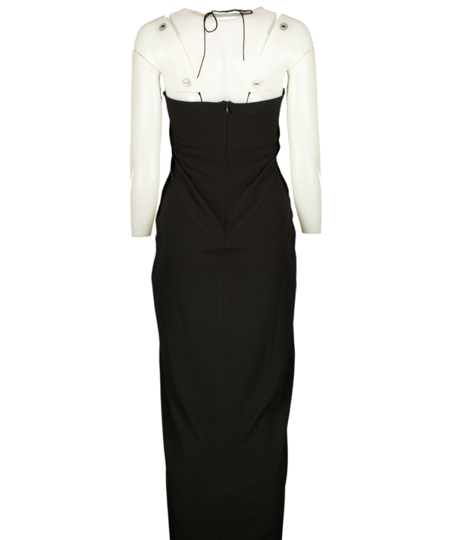 VESPER Strappy Halterneck Maxi Dress With Front Split In Black UK 10