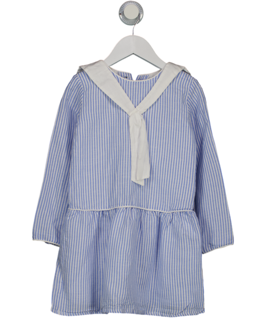 La Coqueta Blue Pinstripe Dress Long Sleeve Tie Neck Details 6 Years