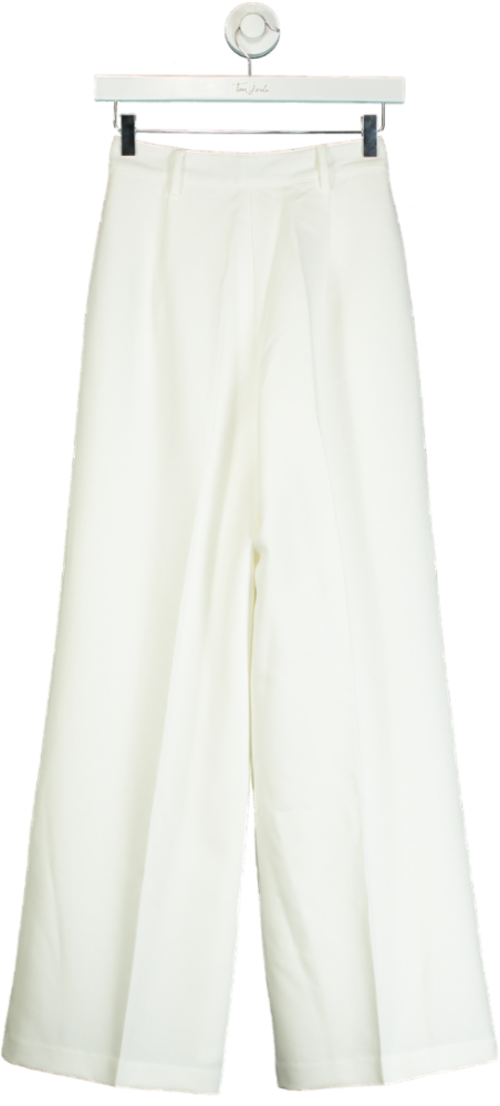 NA-KD White Pleat Detail Loose High Waist Pants UK 4