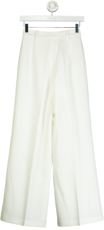 NA-KD White Pleat Detail Loose High Waist Pants UK 4