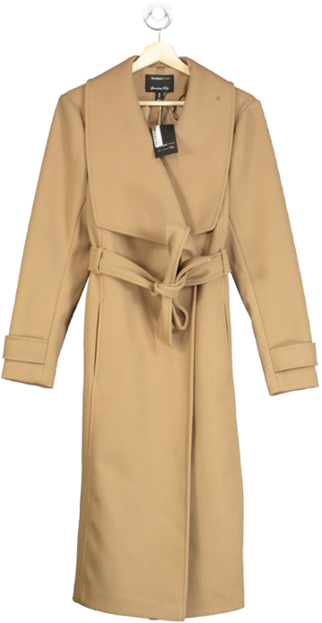 River Island Brown Belted Wrap Coat UK 10