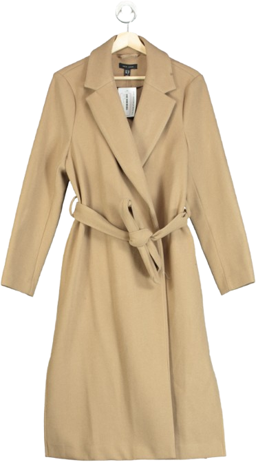 New Look Beige Tailored Unlined Longline Belted Coat UK 12