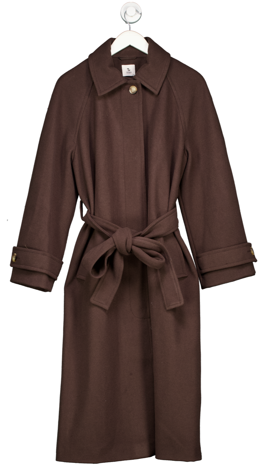 Sainsburys TU Brown Wool-look Trench Coat UK 14