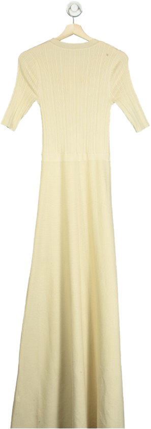 Karen Millen Cream Rib Knit Military Trim Midaxi Dress UK XS