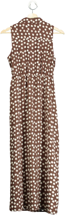 New Look Brown Polka Dot Pattern Sleeveless Midi Shirt Dress UK 8