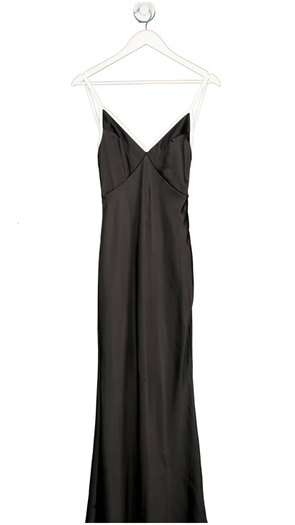 Sndys Black Satin Cami Plunge Maxi Dress UK XS