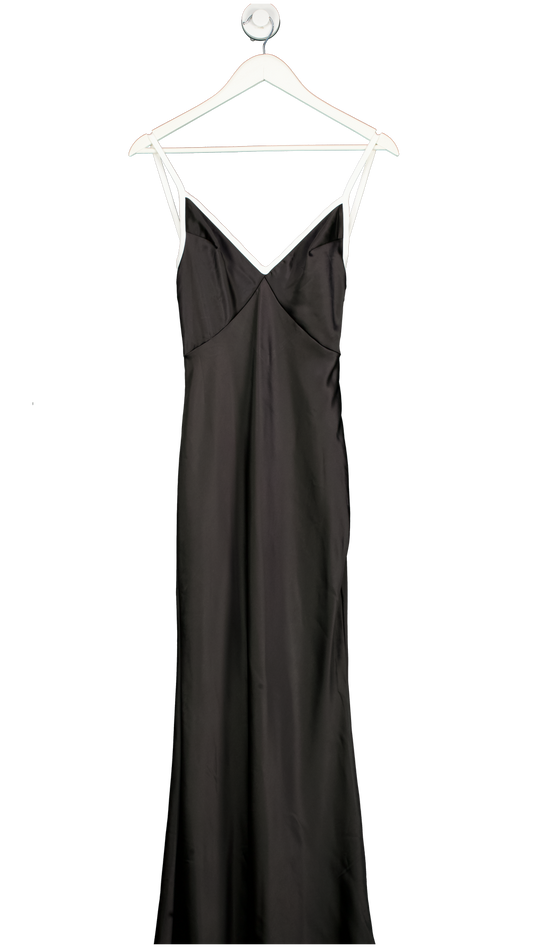 Sndys Black Satin Cami Plunge Maxi Dress UK XS