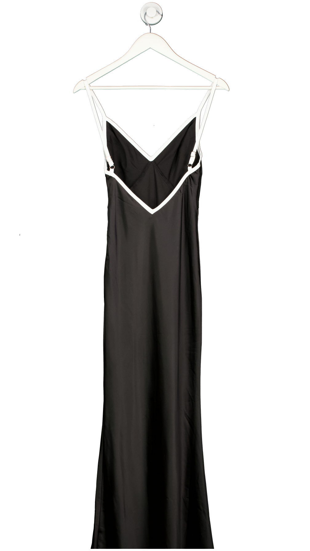 Sndys Black Satin Cami Plunge Maxi Dress UK XS