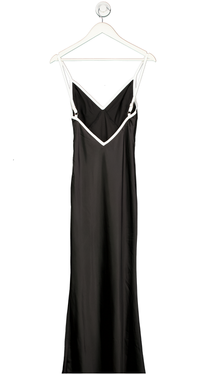 Sndys Black Satin Cami Plunge Maxi Dress UK XS