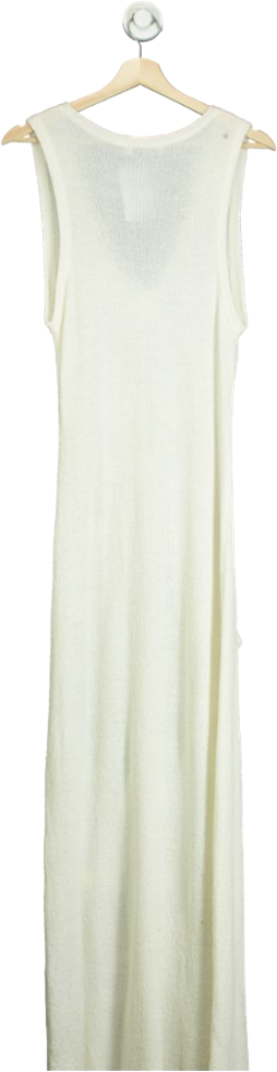 NA-KD Cream Knitted Flower Detail V-neck Maxi Dress UK M