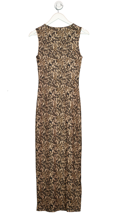 4th & Reckless Brown Leopard Print Mesh Maxi Dress UK 8