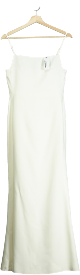 Karen Millen White Compact Stretch Viscose Tailored Square Neck Maxi Dress UK 8