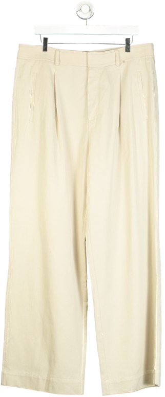 EVERLANE Cream The Draper Pleated Pant UK 16