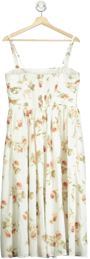 Abercrombie & Fitch White Emerson Wide Strap Clean Midi Strawberry Day Dress UK L