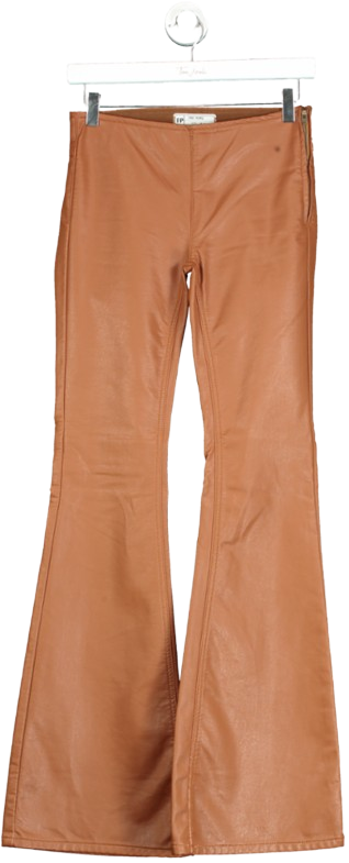 Free People Brown High-rise Vegan Leather Flared Trouser W24