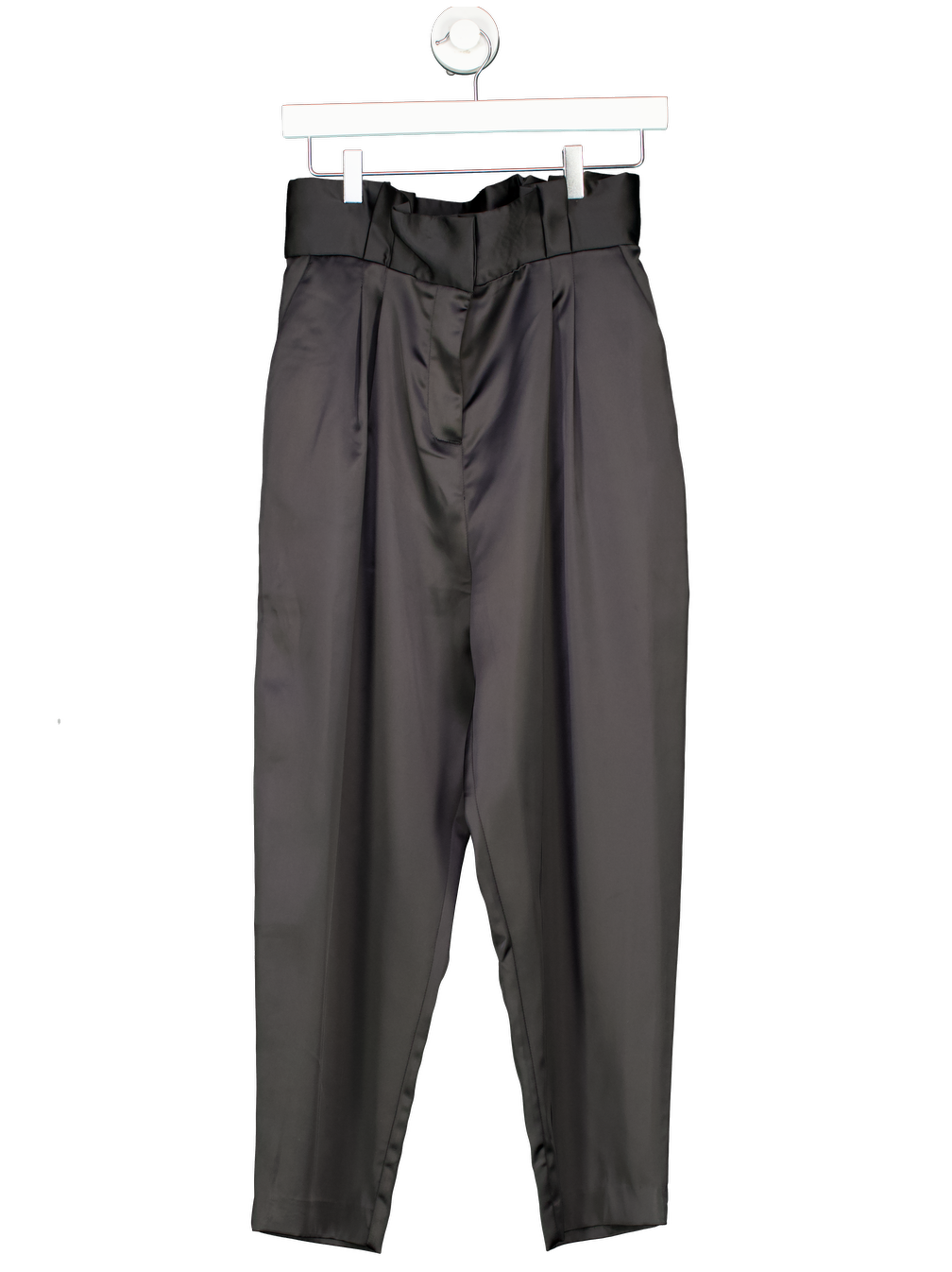 Sundarbay Black Satin Ruched Waist Wide Leg Trousers UK 10