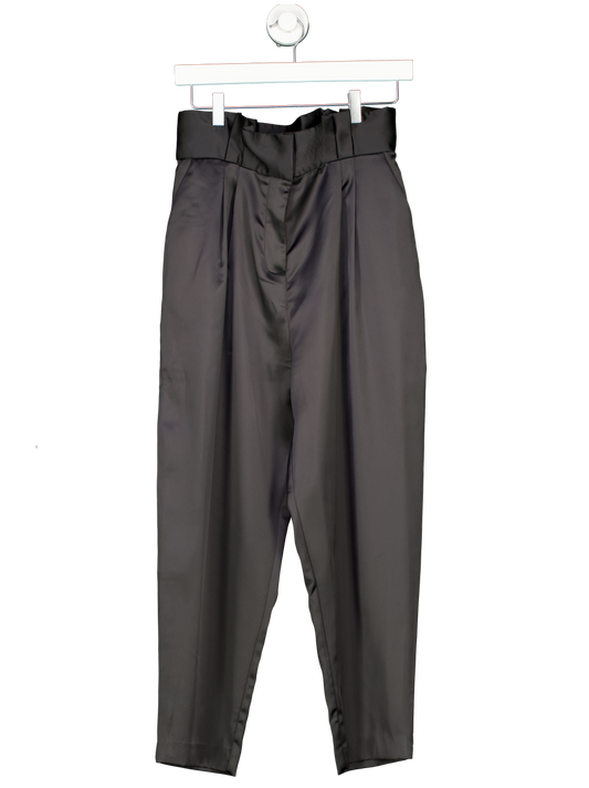 Sundarbay Black Satin Ruched Waist Wide Leg Trousers UK 10