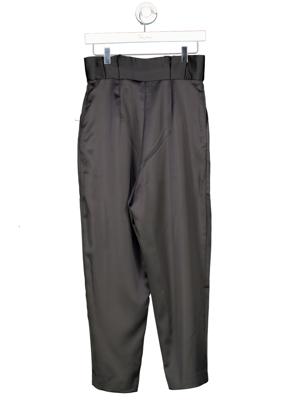 Sundarbay Black Satin Ruched Waist Wide Leg Trousers UK 10