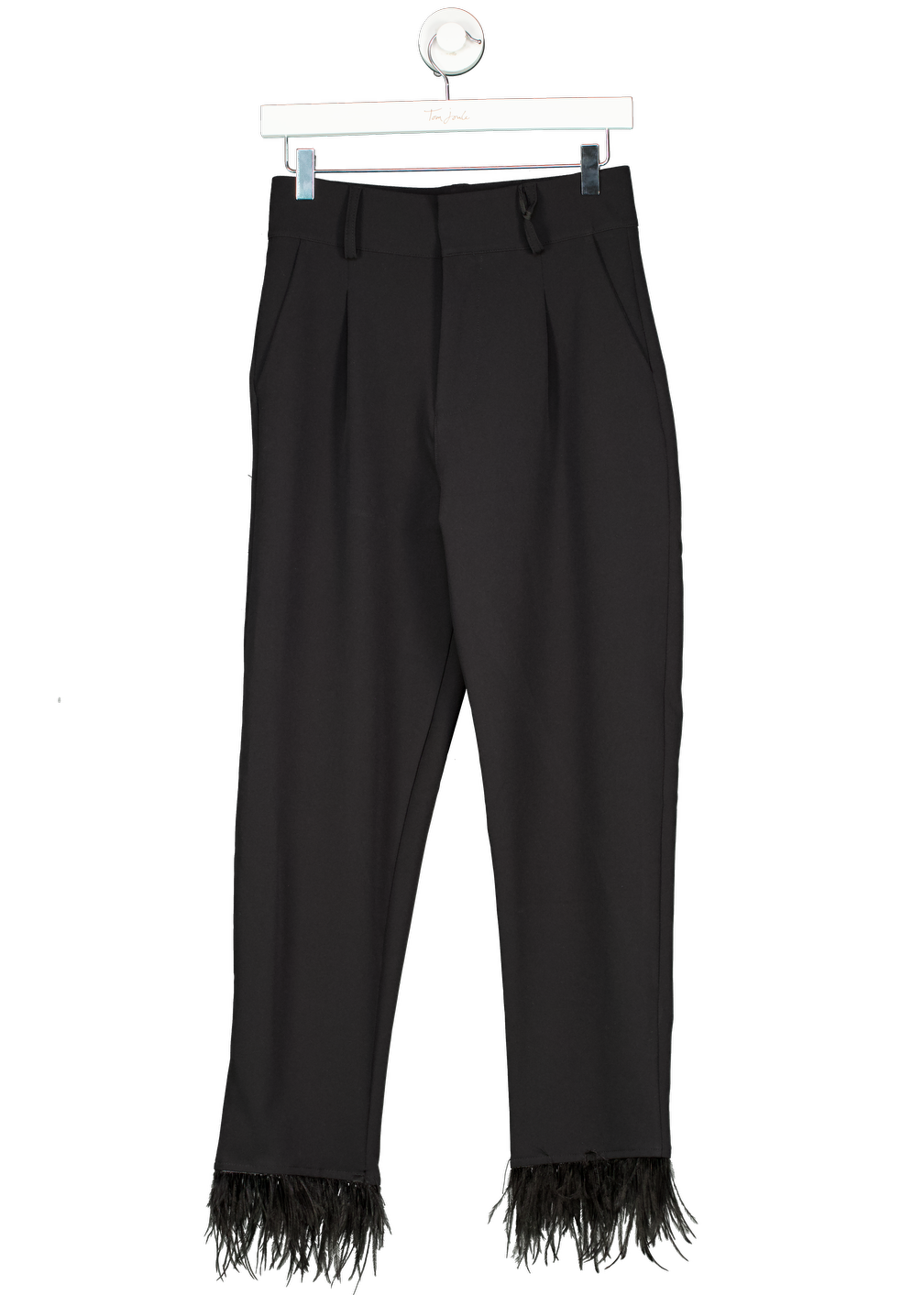 Lumina Feather Trim Trouser In Black UK S