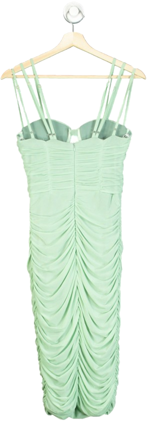 Club L Green Strappy Ruched Detail Midi Dress UK 8