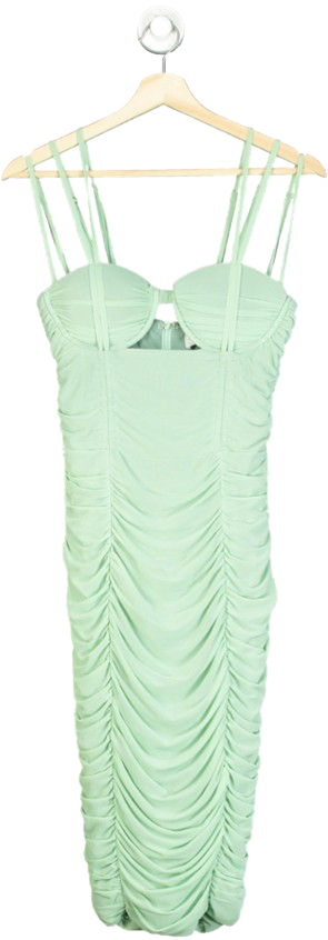 Club L Green Strappy Ruched Detail Midi Dress UK 8