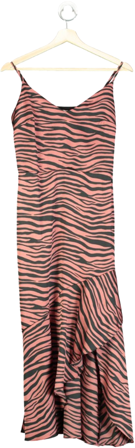 Coast Pink Strappy Satin Zebra Print Dress UK 8