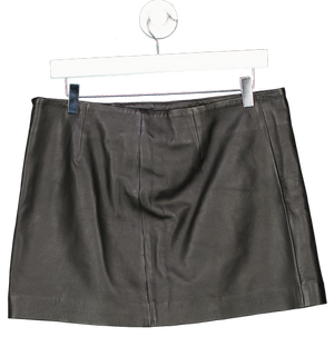 H&M Black Real Leather Mini Skirt UK 12
