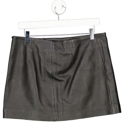 H&M Black Real Leather Mini Skirt UK 12