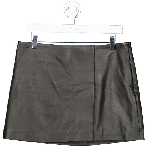 H&M Black Real Leather Mini Skirt UK 12