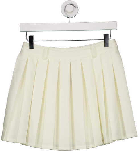 Meshki White Mura Pleated Mini Skirt UK S