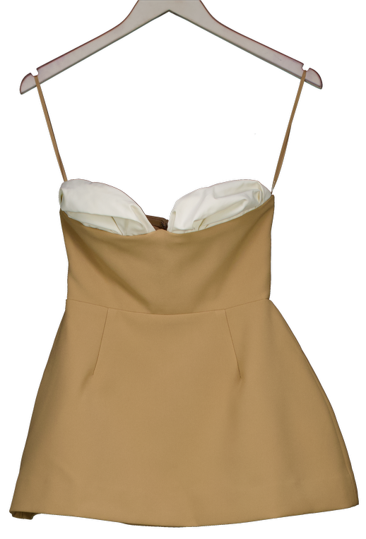 odd muse Beige Formal Bardot Strapless Top UK XS