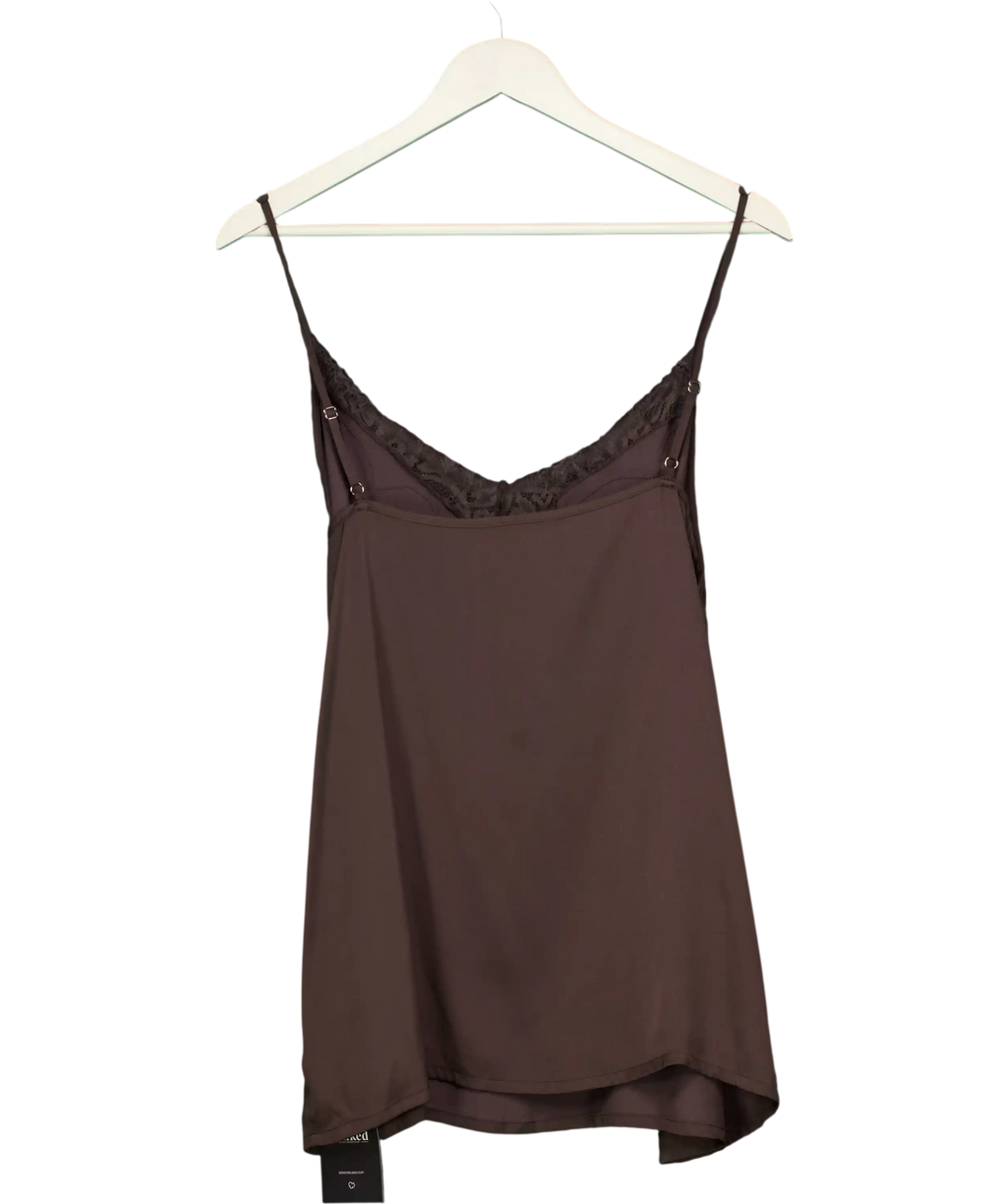 Next Brown Lace Trim Satin Cami Top UK 20