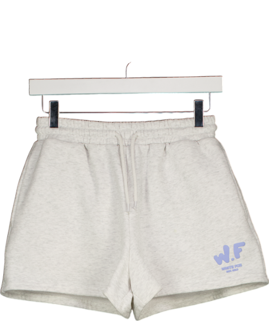 WHITE FOX Grey Logo Sweat Shorts UK XS
