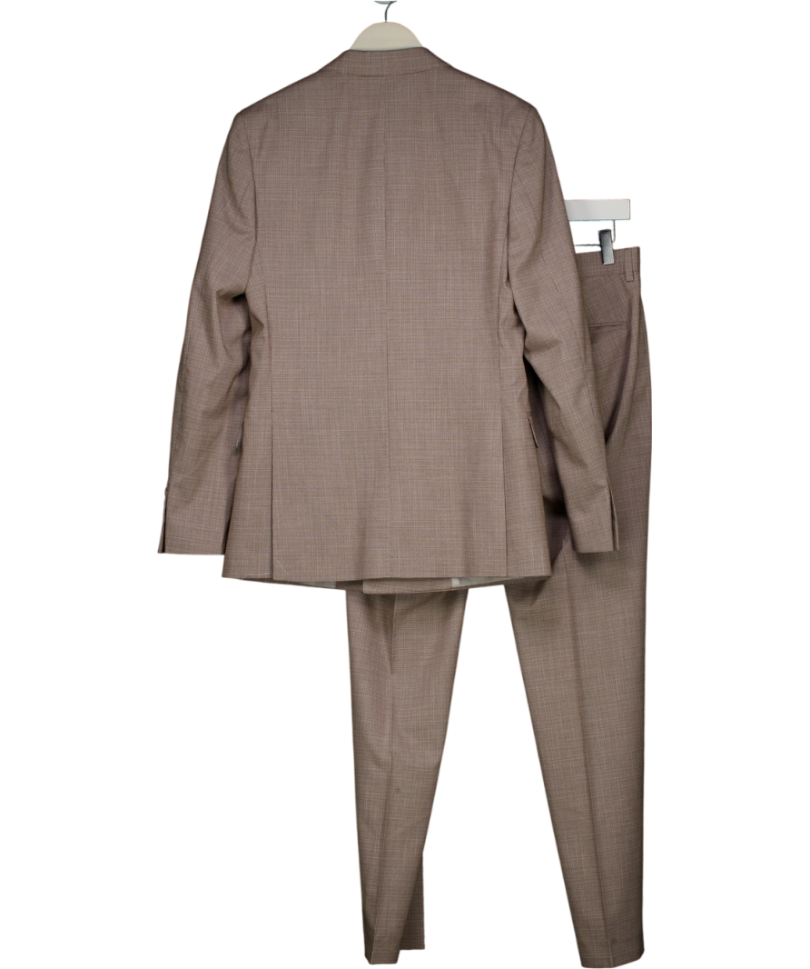 M&S Brown Slim Fit Double Breasted Suit Jacket (34") And Trousers Set W30