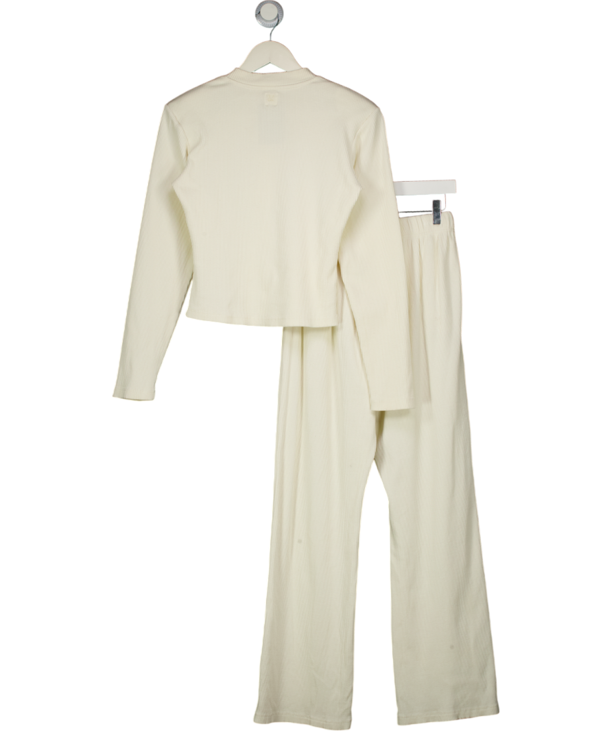 MAEBE 2-piece Cream Ribbed Away Day Set UK S