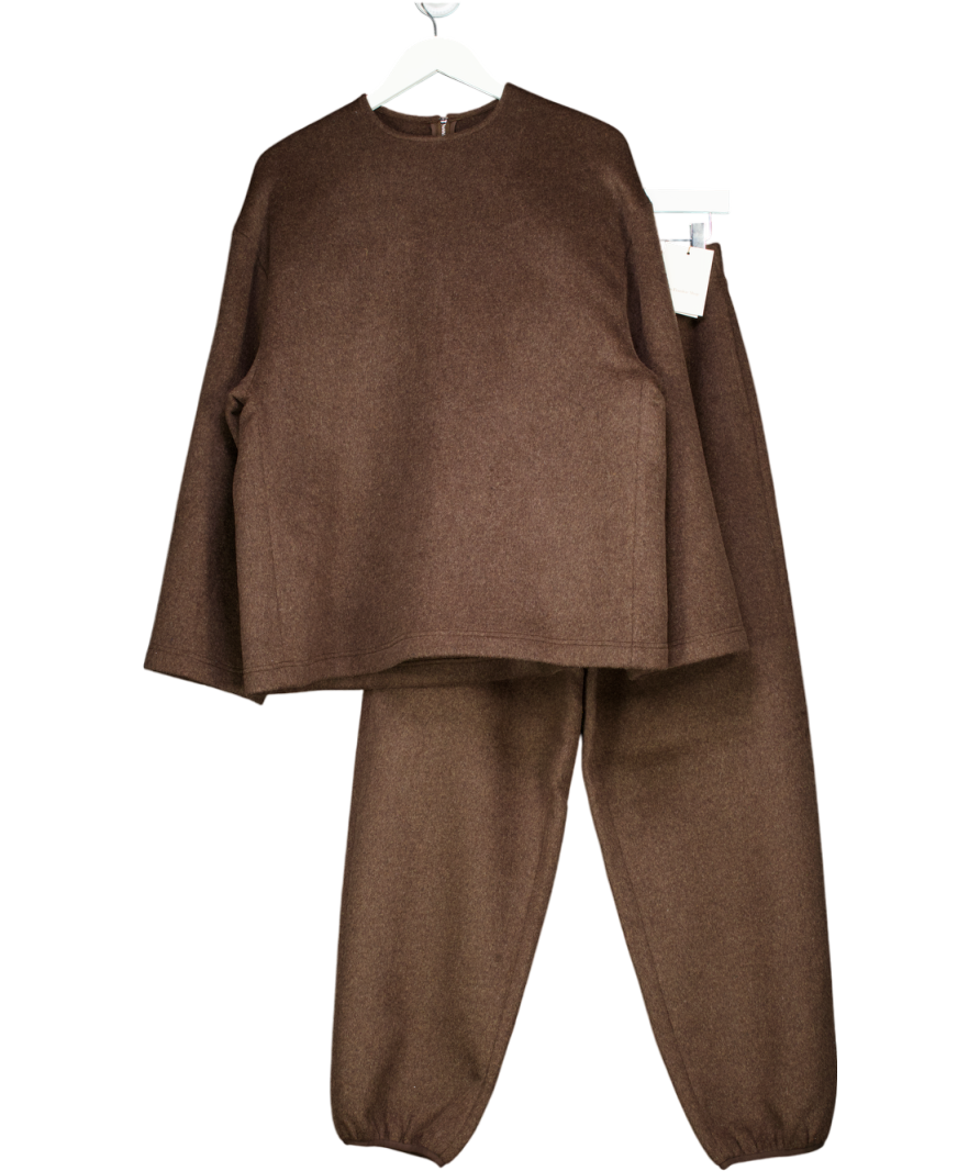 The Frankie Shop 2-piece Delancey Long Sleeve Wool Top And Jogger Set - Brown Melange UK S
