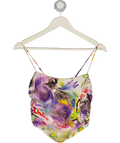 REFORMATION Multicoloured Gruyere 100% Silk Fitted Top UK 4