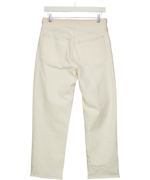 Abercrombie & Fitch Cream High Rise 90s Cropped Braided Waistband Straight Jean W27