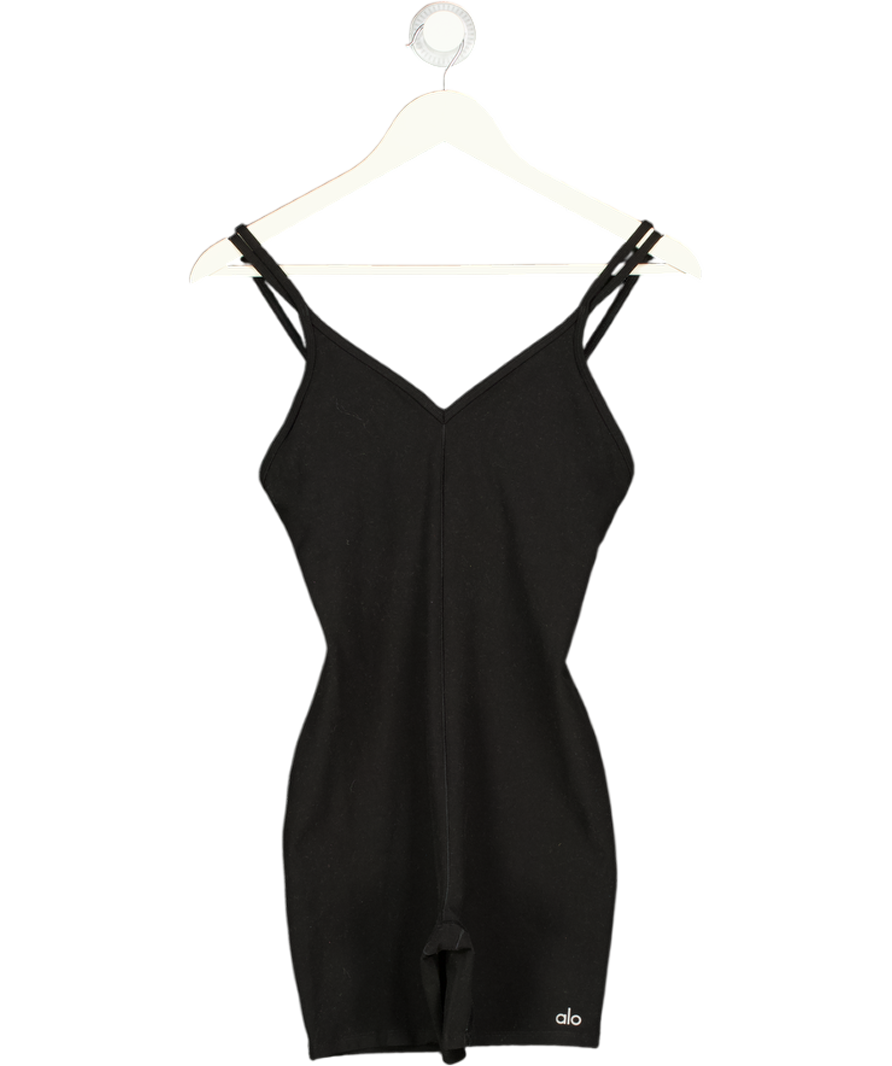 alo yoga Black Seamless Ribbed Onesie UK S