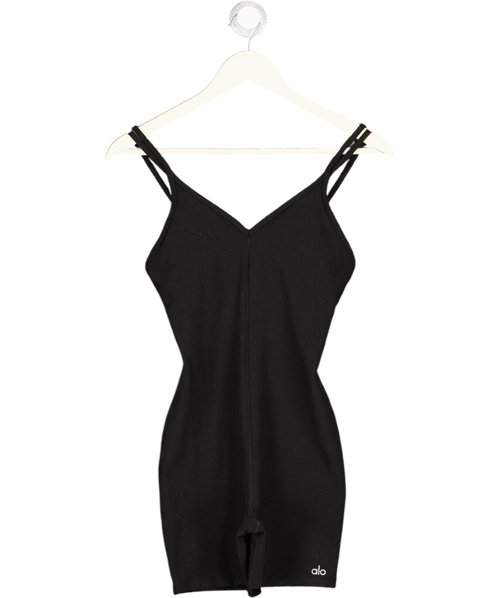 alo yoga Black Seamless Ribbed Onesie UK S