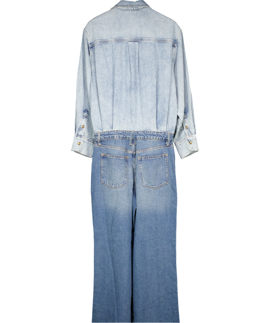 Good American Denim Shirt Jumpsuit In Blue UK S