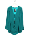 Oh Polly Green Bead-embellished Cowl-neck Sheer Mini Dress UK M