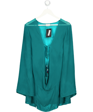 Oh Polly Green Bead-embellished Cowl-neck Sheer Mini Dress UK M