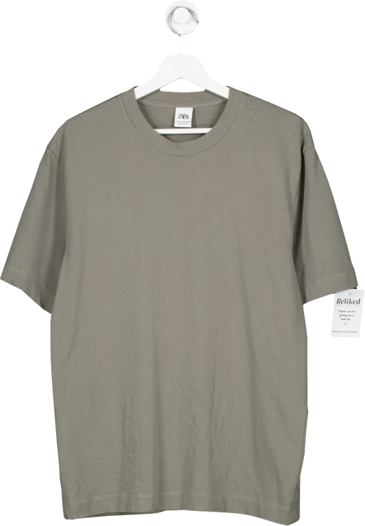 ZARA Grey Basic T Shirt UK M