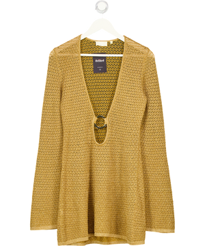 MONDAY SWIMWEAR Yellow Montego Mini Dress - Antique Gold Lace Crochet UK M