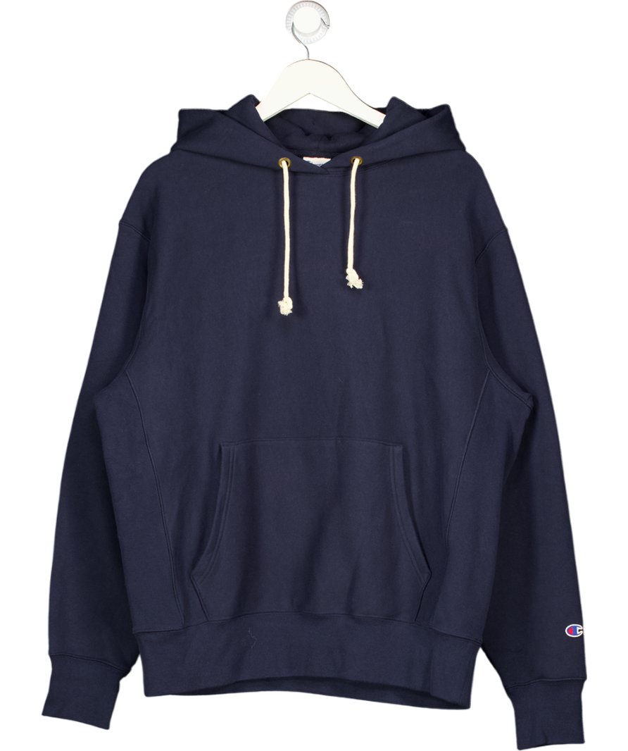 Champion Blue Heavyweight Fleece Hoodie Reverse Weave UK M