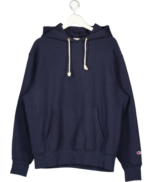 Champion Blue Heavyweight Fleece Hoodie Reverse Weave UK M