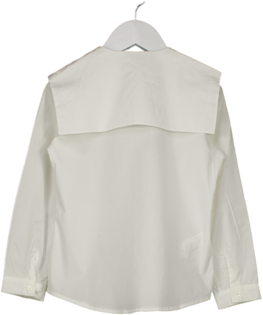 Il Gufo Ivory White Cotton Sailor Collar Blouse 4 Years